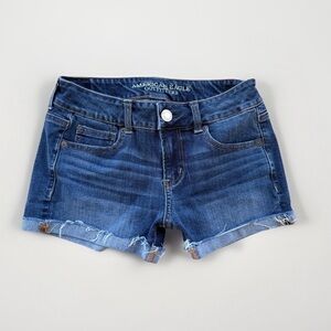 American Eagle Womens Short Jean Shorts Size 4 Blue Stretchy Y2K Casual Shortie